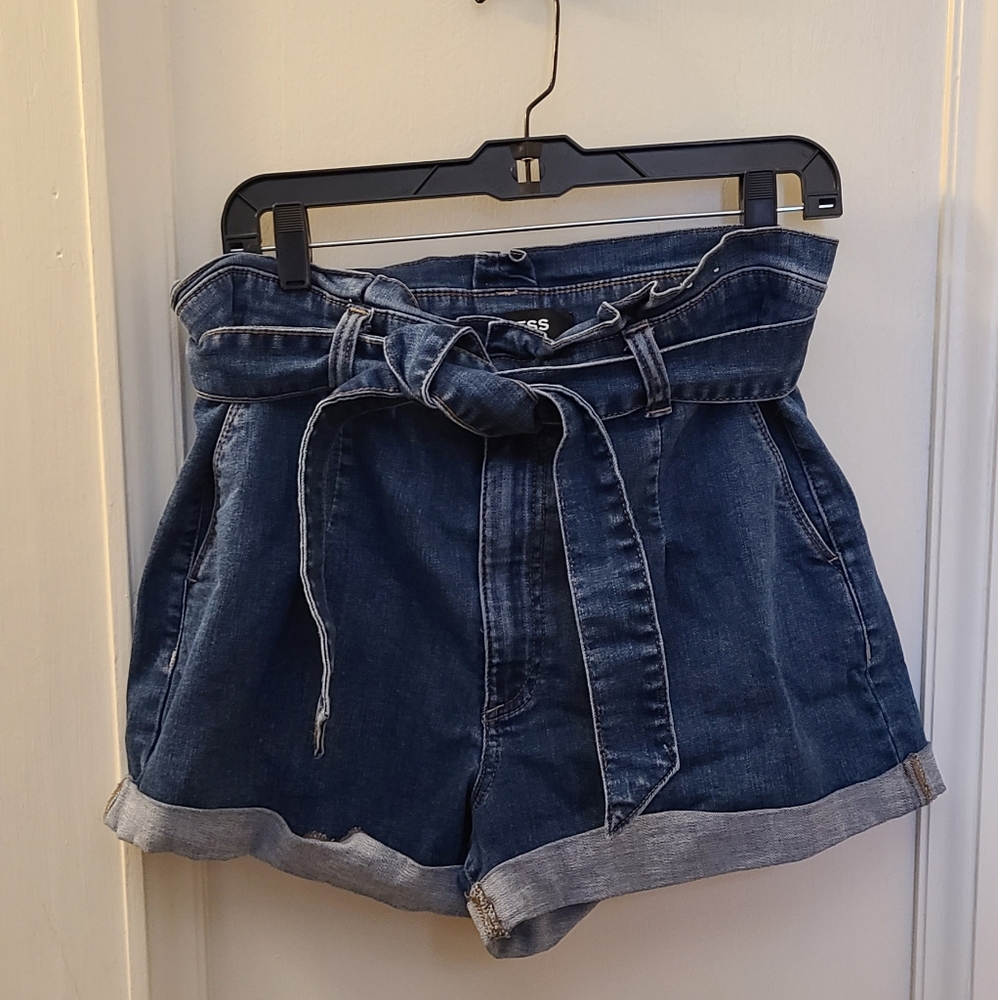 High waist jean short